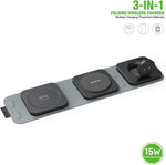 Esoulk 3-in-1 Wireless Travel Charger with 15W Wireless Charging Pad