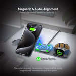 Esoulk 3-in-1 Wireless Travel Charger with 15W Wireless Charging Pad