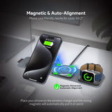 Esoulk 3-in-1 Wireless Travel Charger with 15W Wireless Charging Pad
