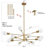 12 Lights Croner  Dimmable Sputnik Chandelier
