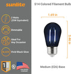 Decorative Bulb S14 Led 2w Transparent Black [6 Pack]