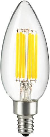 Sunlite 81101 Led Filament  Torpedo Tip Chandelier 6-Watt (60 Watt Equivalent) Clear Dimmable . 4000K