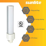 SUNLITE HORIZONTAL PLD LED LIGHT BULB PLUG AND PLAY 9W { 26W EQUIVALENT }