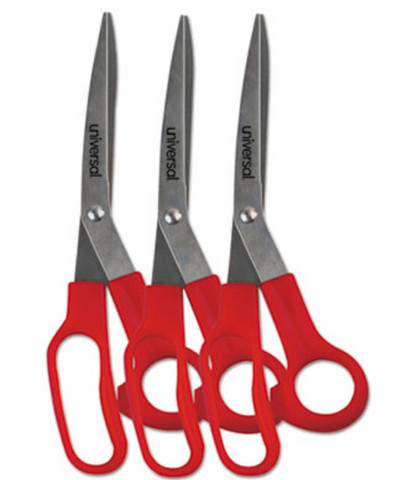 General Purpose Stainless Steel Scissors, 7.75" Long, 3" Cut Length, Red Offset