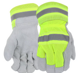 West Chester Protective Gear  Hi-Vis Large Split Leather Palm Gloves